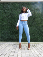 STRIPE OFF SHOULDER SHIRT TOP - Leslie el Vene Boutique
