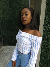 STRIPE OFF SHOULDER SHIRT TOP - Leslie el Vene Boutique