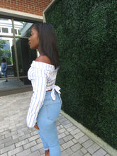 STRIPE OFF SHOULDER SHIRT TOP - Leslie el Vene Boutique
